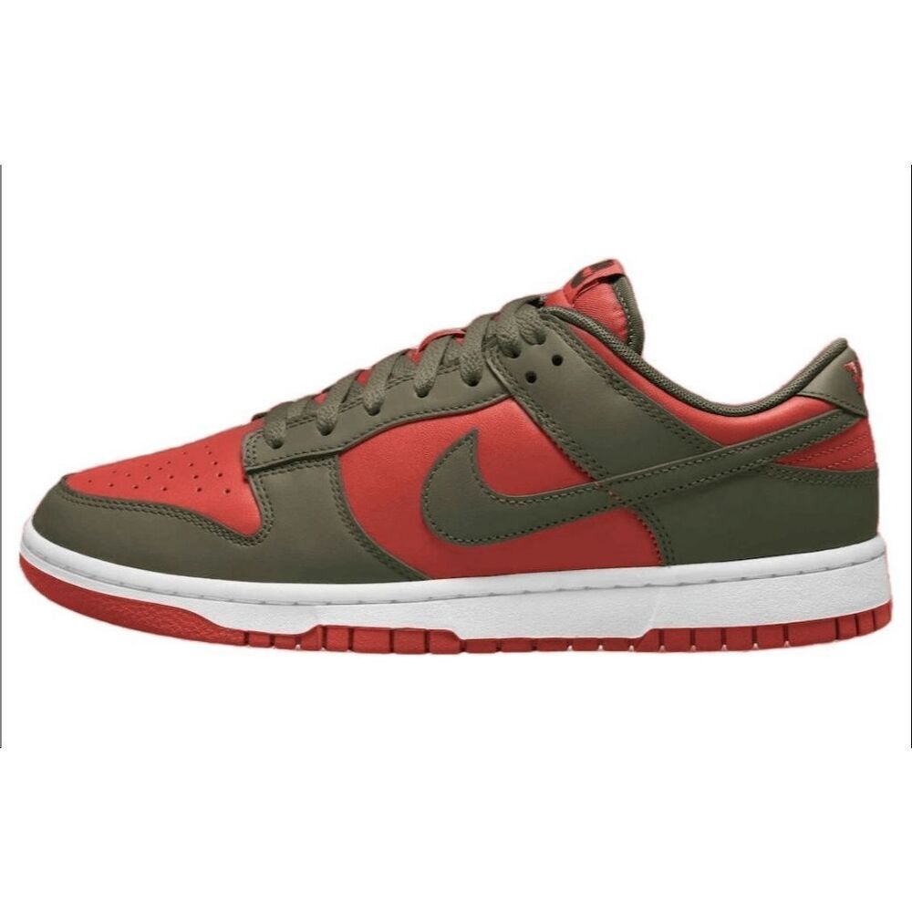 NIKE Dunk Low 'Mystic Red Cargo Khaki' Sneakers Size 9